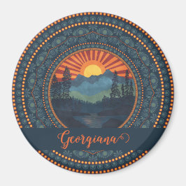 Gepersonaliseerde  wildernis Sunset Dot Mandala Magneet