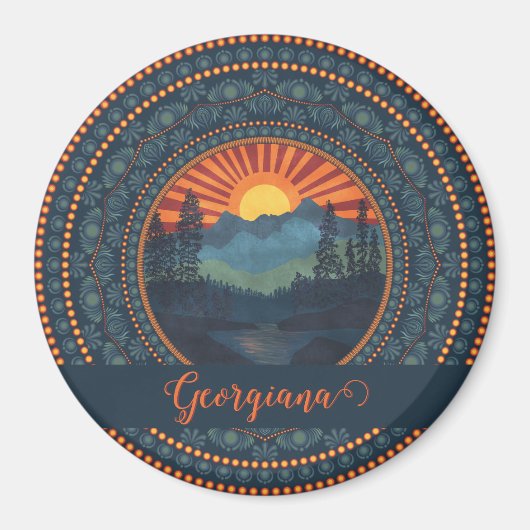 Gepersonaliseerde  wildernis Sunset Dot Mandala Magneet (Voorkant)