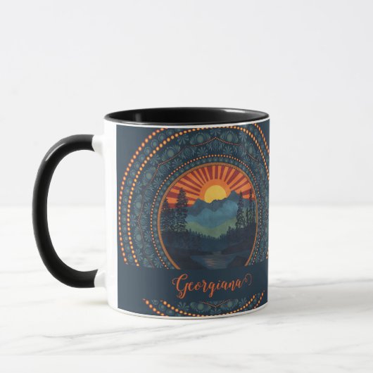 Gepersonaliseerde wildernis Sunset Dot Mandala Mok (Links)