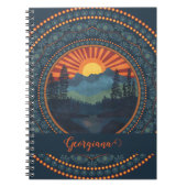 Gepersonaliseerde  wildernis Sunset Dot Mandala Notitieboek (Voorkant)