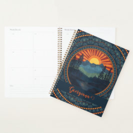 Gepersonaliseerde  wildernis Sunset Dot Mandala Planner