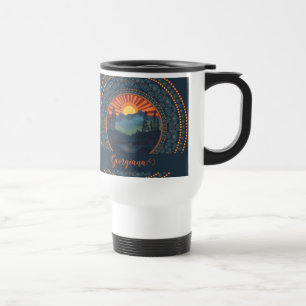 Gepersonaliseerde wildernis Sunset Dot Mandala Reisbeker