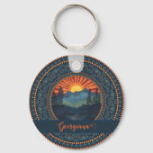 Gepersonaliseerde wildernis Sunset Dot Mandala Sleutelhanger (Voorkant)