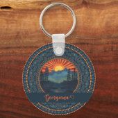 Gepersonaliseerde wildernis Sunset Dot Mandala Sleutelhanger (Achterkant)