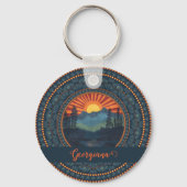 Gepersonaliseerde wildernis Sunset Dot Mandala Sleutelhanger (Achterkant)