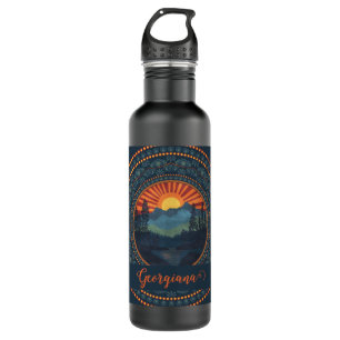 Gepersonaliseerde wildernis Sunset Dot Mandala Waterfles