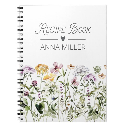 Gepersonaliseerde Wildflower Bloementuin Recept Notitieboek (Voorkant)