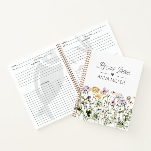 Gepersonaliseerde Wildflower Bloementuin Receptenb Notitieboek (Binnen)