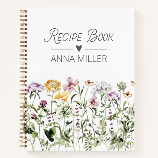 Gepersonaliseerde Wildflower Bloementuin Receptenb Notitieboek (Voorkant)