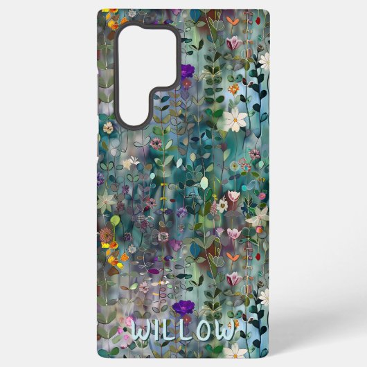Gepersonaliseerde Wildflower Boho Patroon Samsung Galaxy Hoesje (Achterkant)