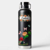 Gepersonaliseerde Wildflower Butterfly Garden Waterfles (Achterkant)
