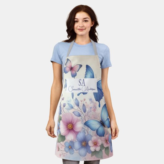 Gepersonaliseerde Wildflower & Butterfly Schort |  (Gedragen)