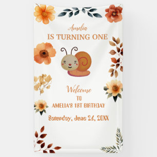 Gepersonaliseerde wildflower decoraties 1e verjaar spandoek