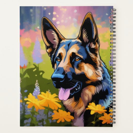 Gepersonaliseerde Wildflower Duitse Herder 2024 Planner (Achterkant)