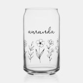 Gepersonaliseerde Wildflower Floral aangepaste naa Blikvorm Glas (Voorkant)