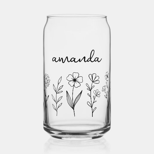 Gepersonaliseerde Wildflower Floral aangepaste naa Blikvorm Glas (Voorkant)