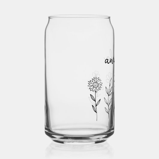 Gepersonaliseerde Wildflower Floral aangepaste naa Blikvorm Glas (Rechts)