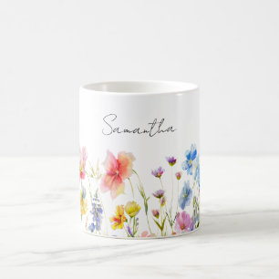 Gepersonaliseerde Wildflower Floral Koffiemok