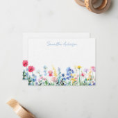 Gepersonaliseerde Wildflower Floral Notitiekaartje (Voorkant / Achterkant in situ)