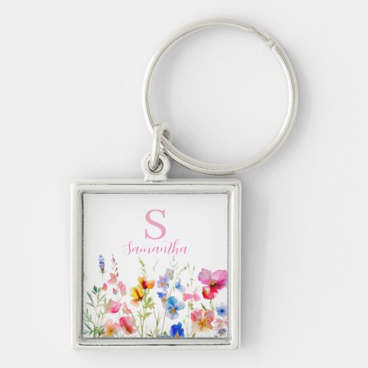 Gepersonaliseerde Wildflower Floral Sleutelhanger (Voorkant)