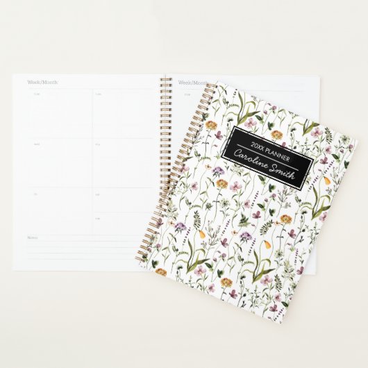 Gepersonaliseerde Wildflower Garden bloemenpatroon Planner (Display)