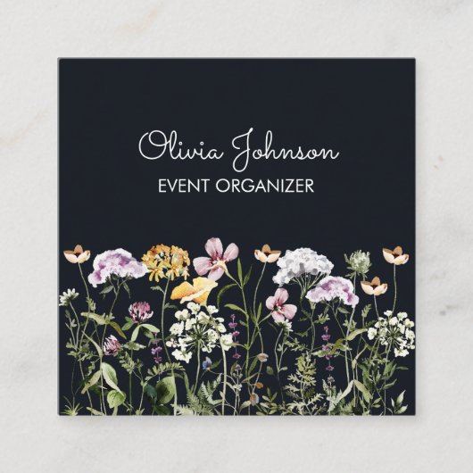 Gepersonaliseerde Wildflower Garden Square Vierkante Visitekaartje (Voorkant)