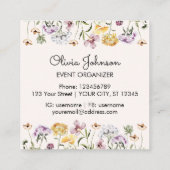 Gepersonaliseerde Wildflower Garden Square Vierkante Visitekaartje (Achterkant)