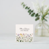 Gepersonaliseerde Wildflower Garden Square Vierkante Visitekaartje (Staand voorkant)