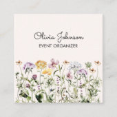 Gepersonaliseerde Wildflower Garden Square Vierkante Visitekaartje (Voorkant)