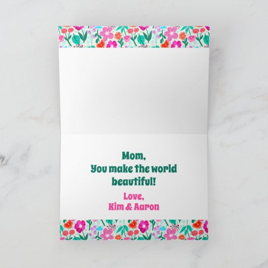 Gepersonaliseerde Wildflower Happy Moederdag Kaart (Binnen)