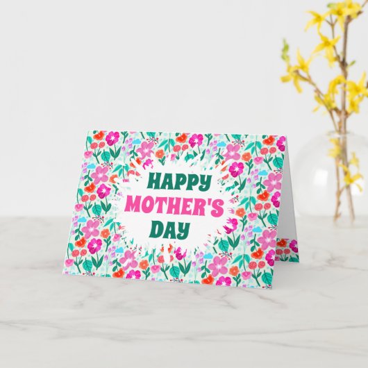 Gepersonaliseerde Wildflower Happy Moederdag Kaart (Gele Bloem)