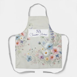 Gepersonaliseerde Wildflower Keuken Schort met Ini
