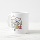 Gepersonaliseerde Wildflower Leraar Inspiratie Koffiemok (Voorkant links)