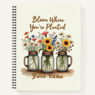 Gepersonaliseerde Wildflower Mason Jar Notitieboek