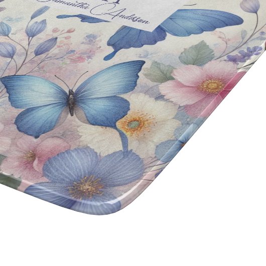 Gepersonaliseerde Wildflower met Monogram & Naam Snijplank (Hoek)