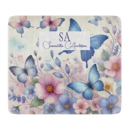 Gepersonaliseerde Wildflower met Monogram & Naam Snijplank