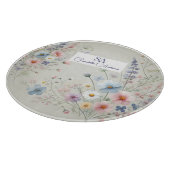 Gepersonaliseerde Wildflower met Monogram & Naam Snijplank (Hoek)