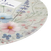 Gepersonaliseerde Wildflower met Monogram & Naam Snijplank (Hoek)