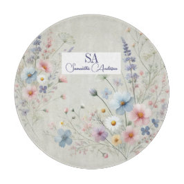 Gepersonaliseerde Wildflower met Monogram & Naam Snijplank