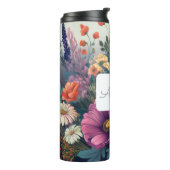 Gepersonaliseerde Wildflower met Naam & Monogram Thermosbeker (Gedraaid links)