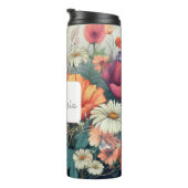 Gepersonaliseerde Wildflower met Naam & Monogram Thermosbeker (Geroteerd rechts)