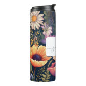 Gepersonaliseerde Wildflower met Naam & Monogram Thermosbeker (Gedraaid links)