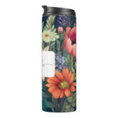 Gepersonaliseerde Wildflower met Naam & Monogram Thermosbeker (Geroteerd rechts)