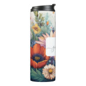 Gepersonaliseerde Wildflower met Naam & Monogram Thermosbeker (Gedraaid links)