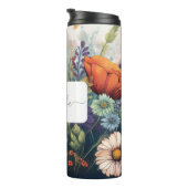Gepersonaliseerde Wildflower met Naam & Monogram Thermosbeker (Geroteerd rechts)