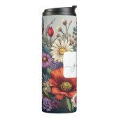 Gepersonaliseerde Wildflower met Naam & Monogram Thermosbeker (Gedraaid links)