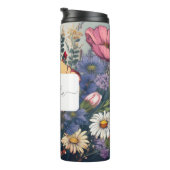 Gepersonaliseerde Wildflower met Naam & Monogram Thermosbeker (Geroteerd rechts)