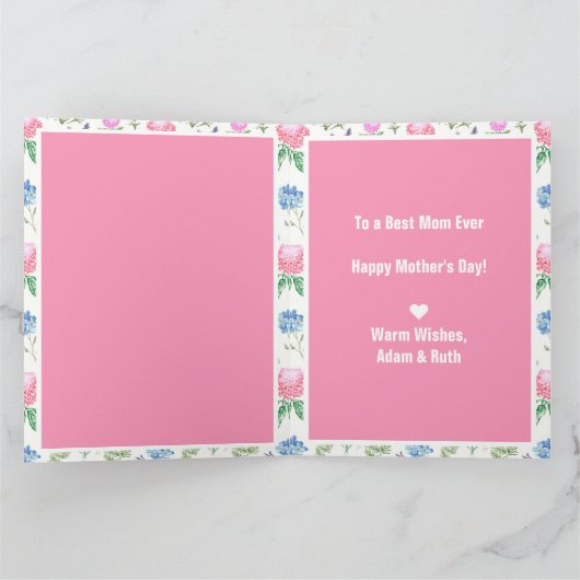 Gepersonaliseerde Wildflower Mom Moederdag Foto Kaart (Binnen)