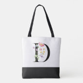 Gepersonaliseerde Wildflower Monogram Letter D Tote Bag (Achterkant)