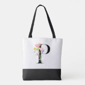 Gepersonaliseerde Wildflower Monogram Letter P Tote Bag (Achterkant)